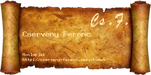 Cserveny Ferenc névjegykártya